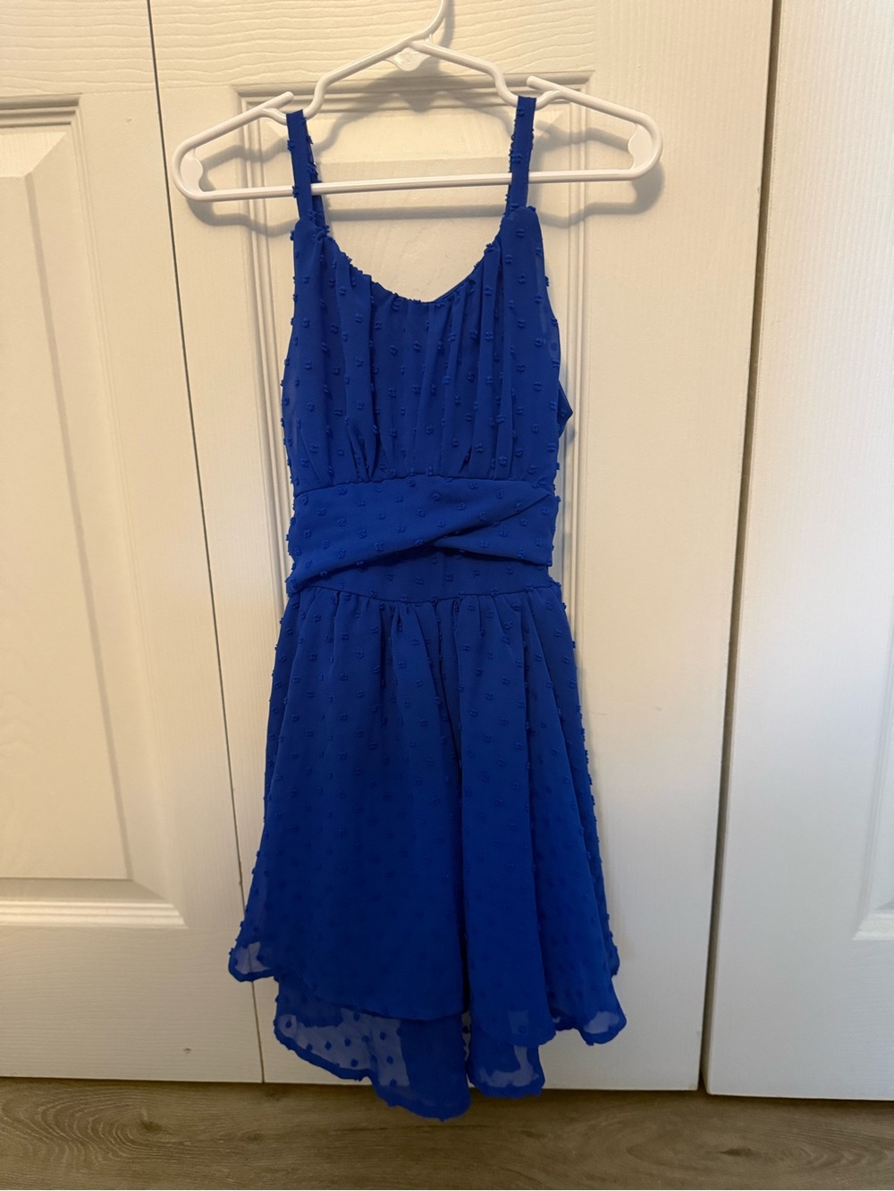 Royal Blue Textured Fit-and-Flare Dress
